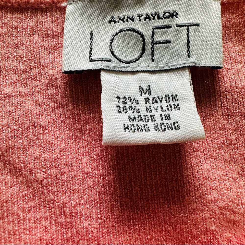 Ann Taylor LOFT Cardigan M | Pink Button Down Ribbed Hem Casual Office Wear - Picture 5 of 5